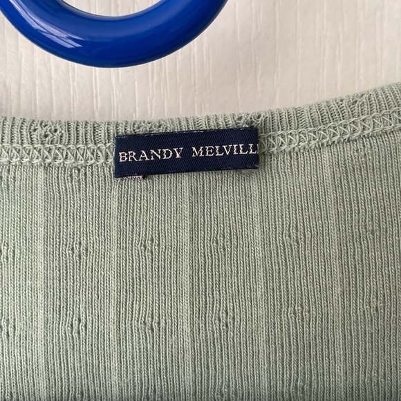 Brandi Melville. Crop top button down. XS/S blueish green color - Picture 3 of 5